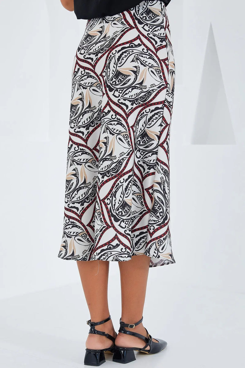 Jupe satin femme – Jupe midi fluide élégante 100% polyester