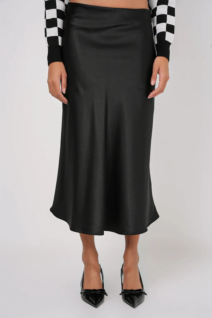 Jupe satin femme – Jupe midi fluide élégante 100% polyester