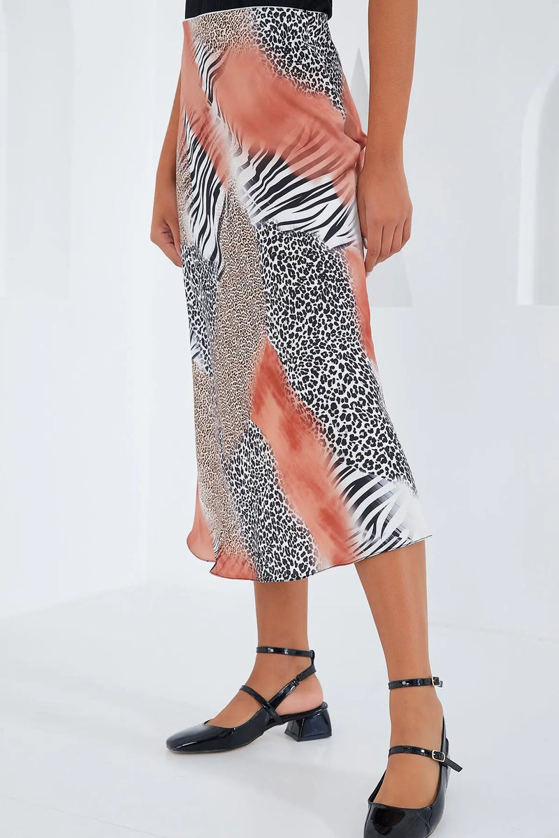 Jupe satin femme – Jupe midi fluide élégante 100% polyester