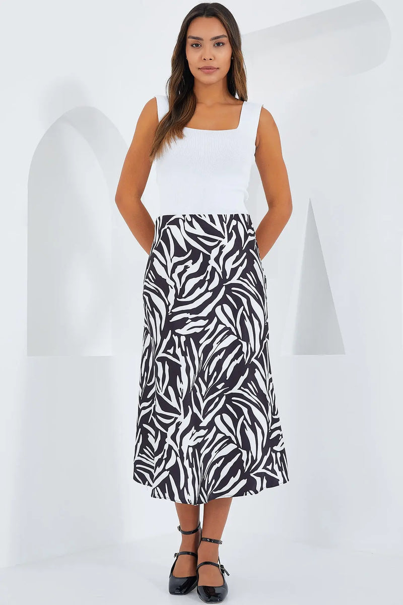 Jupe satin femme – Jupe midi fluide élégante 100% polyester