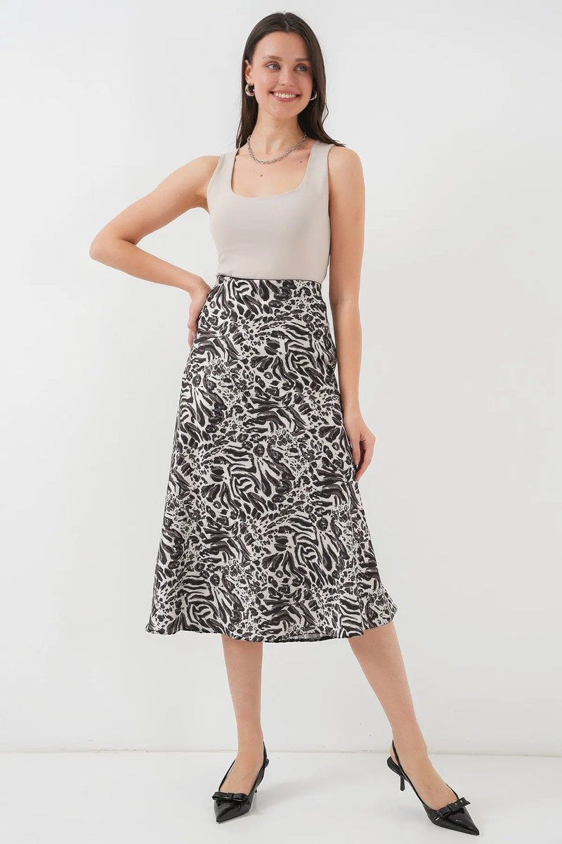 Jupe satin femme – Jupe midi fluide élégante 100% polyester