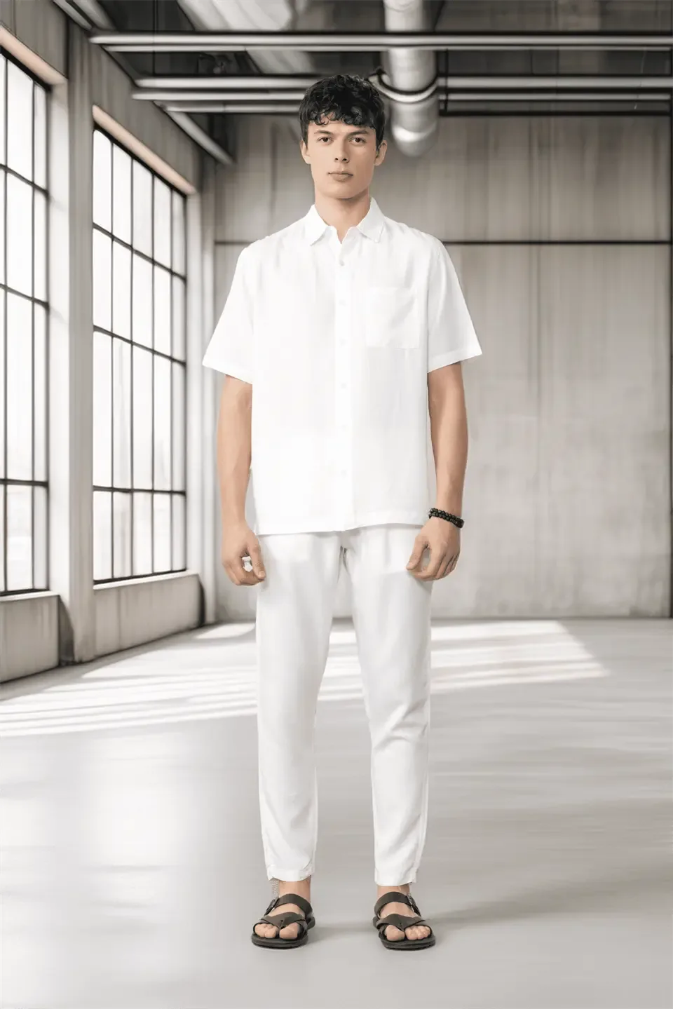 pantalon homme coton naturel cordon et zip - Justyol