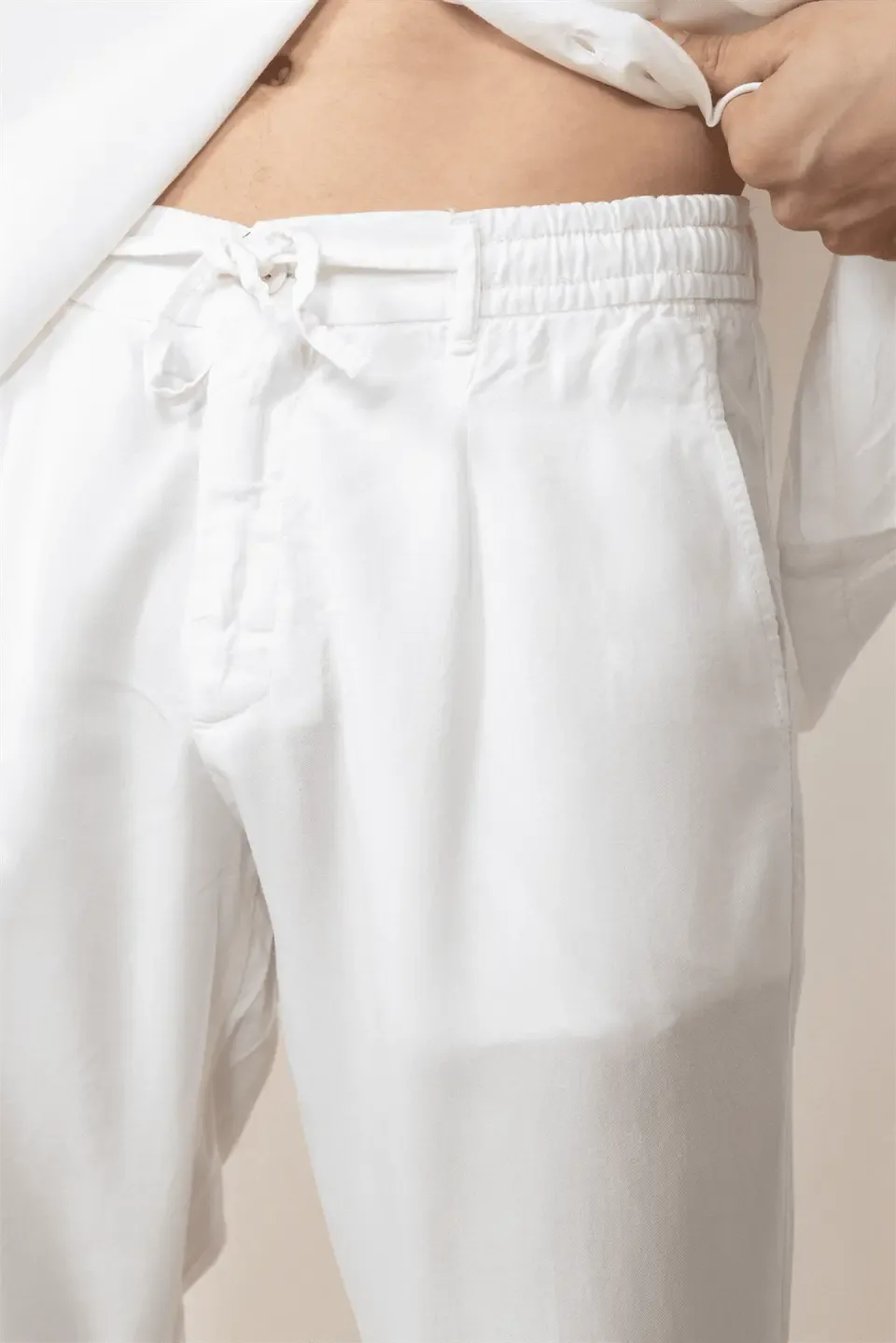 pantalon homme coton naturel cordon et zip - Justyol