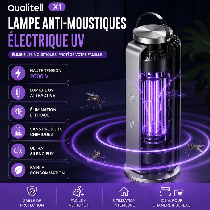مصباح كهربائي UV للقضاء على البعوض والحشرات – تشغيل هادئ للاستخدام الداخلي