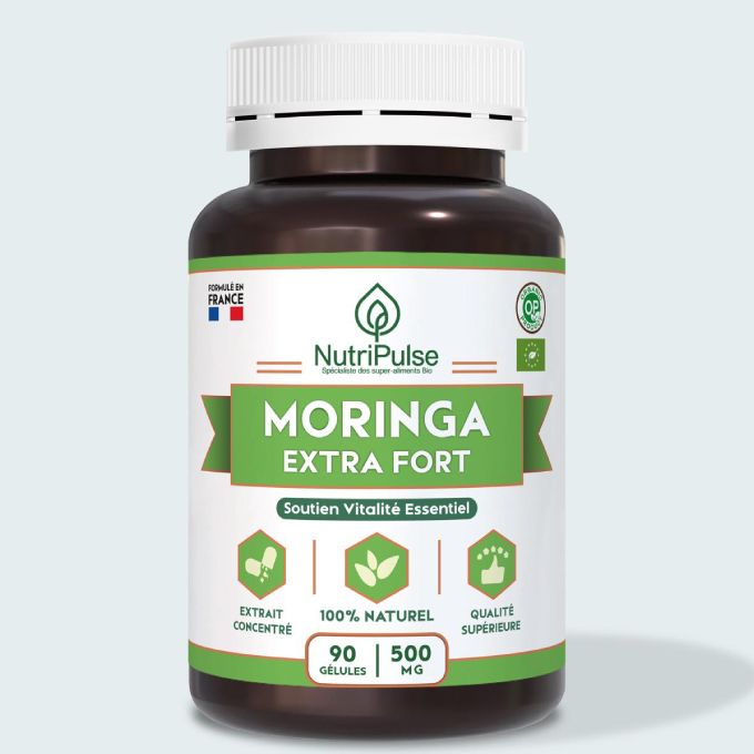 Boîte NutriPulse Moringa Extra Fort 500mg, 90 gélules