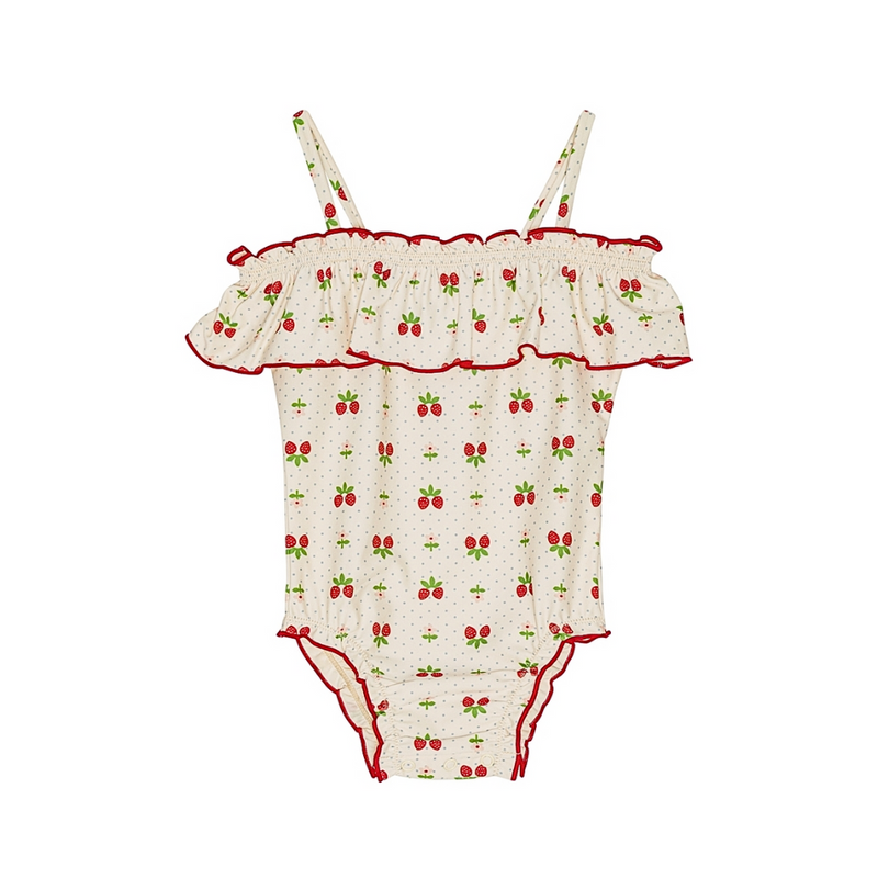 Maillot de Bain Fille 1 Pièce – Bretelles avec Volant