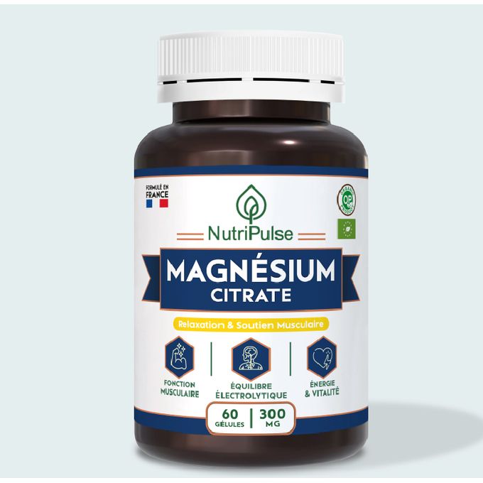 Boîte de NutriPulse Magnésium Citrate 300 mg, 60 gélules