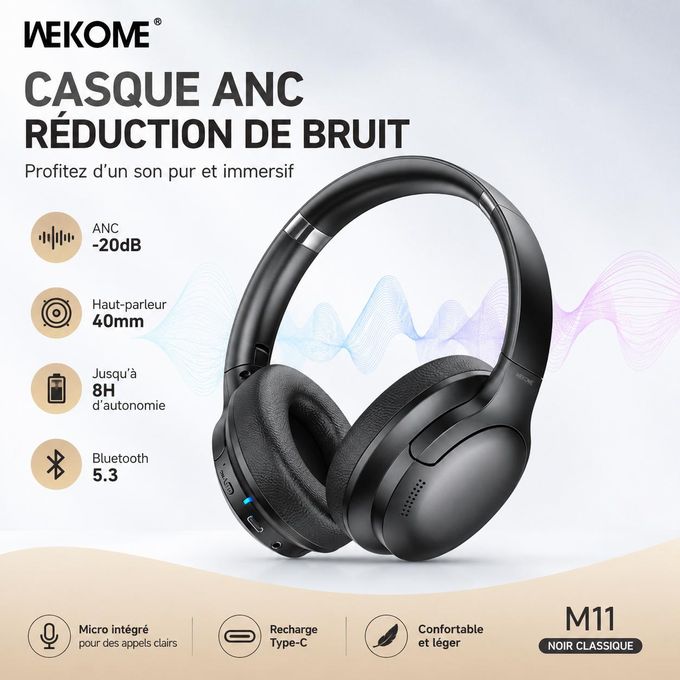 سماعة بلوتوث لاسلكية Bluetooth 5.3 مع عزل ضوضاء ANC وصوت HiFi وميكروفون 