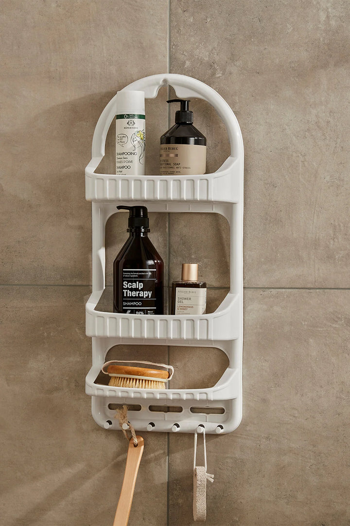 Étagère de douche blanche à 3 niveaux – Organisateur salle de bain moderne et pratique