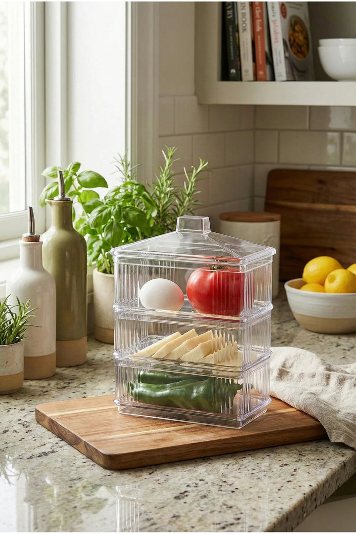 Set de 3 Boîtes de Rangement Transparentes Empilables