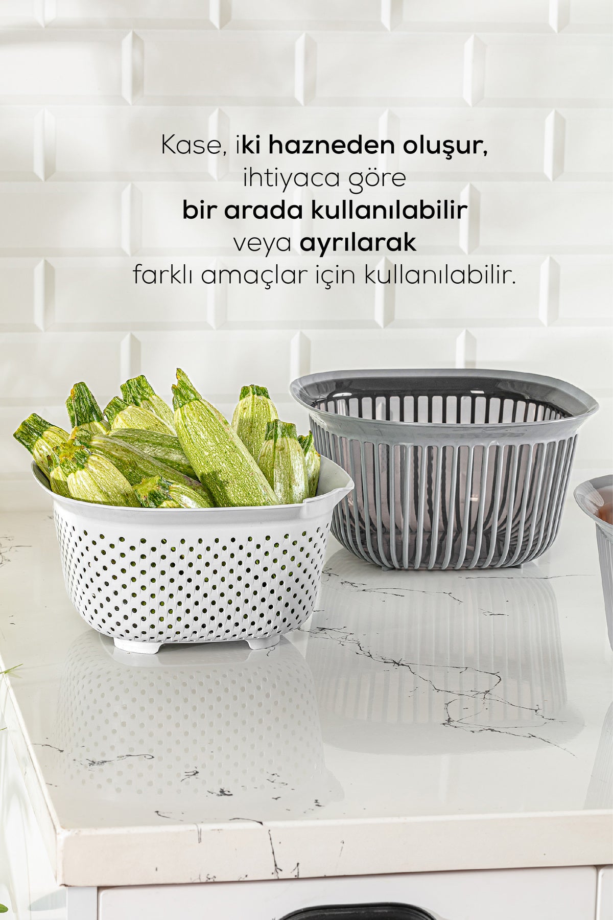 Bol avec passoire intégrée 4 L sans BPA – Design séparable et multifonction pour cuisine