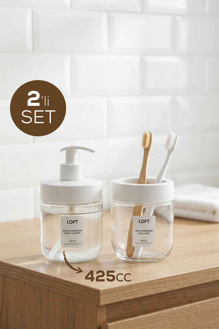 Set de Salle de Bain en Verre 2 Pièces 425 ml