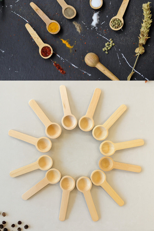 Set de 12 Mini Cuillères à Épices en Bambou