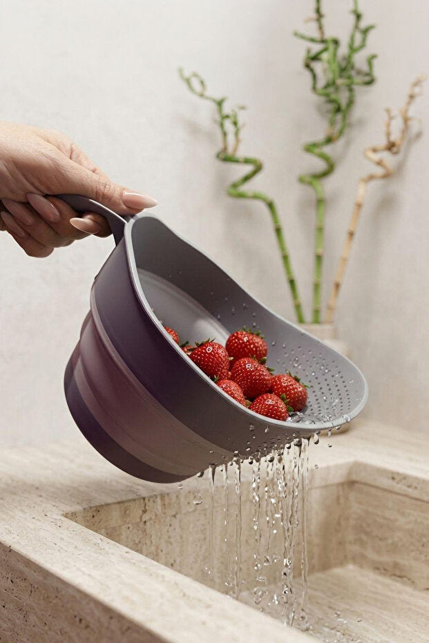 Set de Cuisine Pliable 4 Pièces – Bols et Égouttoir Multifonctions