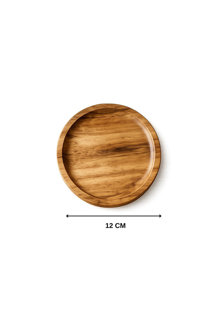 Support Rond en Bois d'Acacia pour Bouteille d'Huile – Ø 12 cm