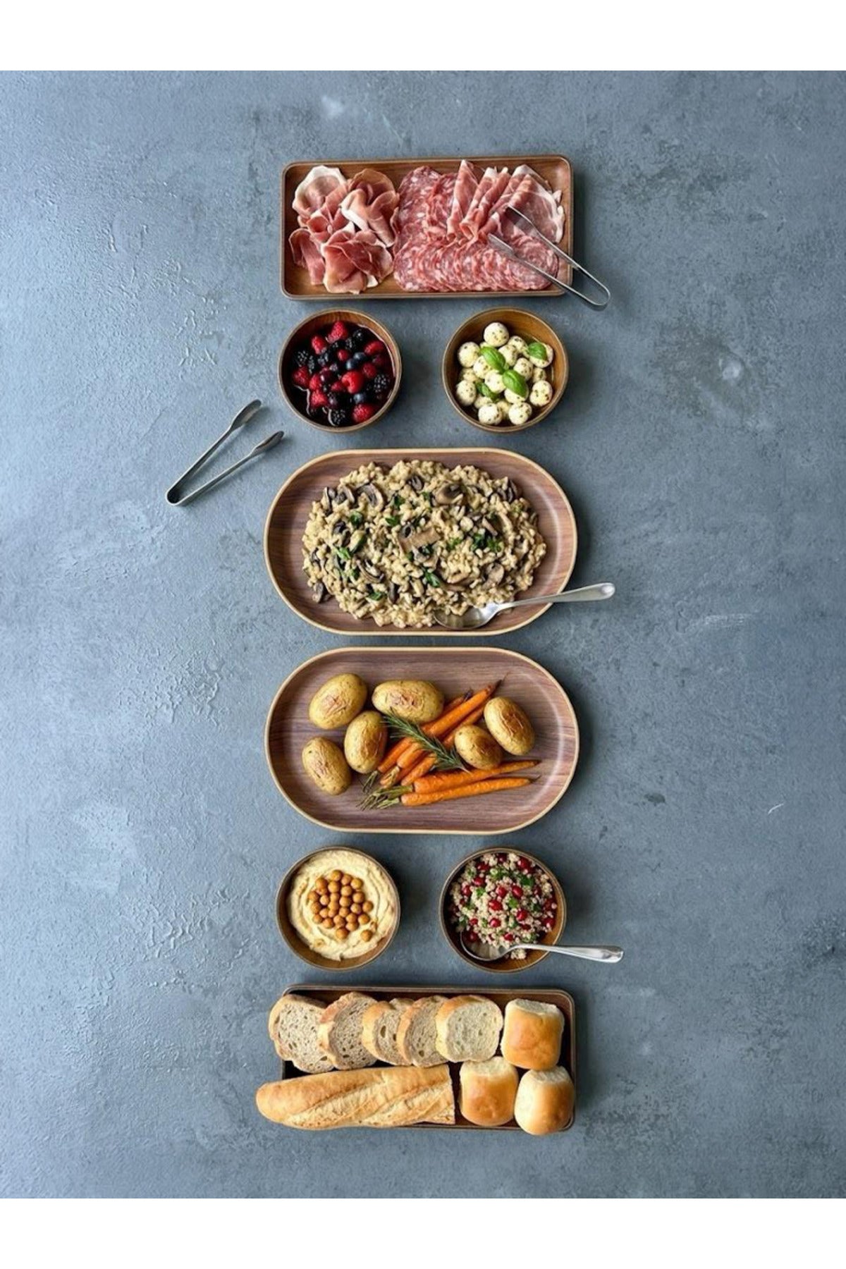 Set Petit-Déjeuner 8 Pièces Effet Bois