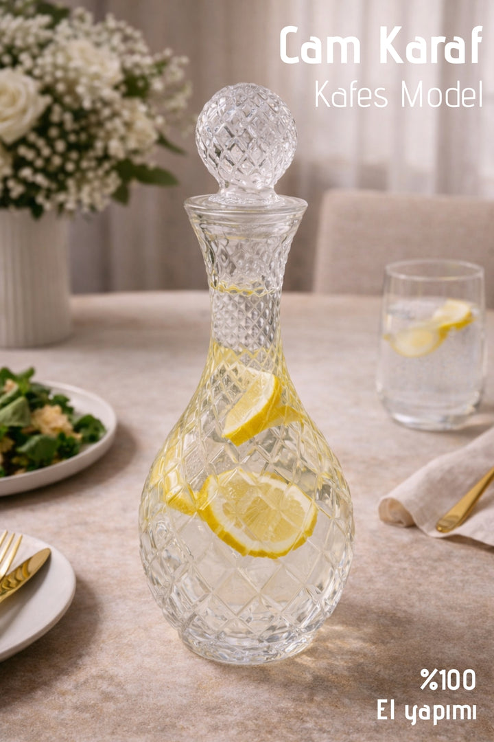 Carafe en Verre Artisanale Kafes avec Couvercle – 1 Litre