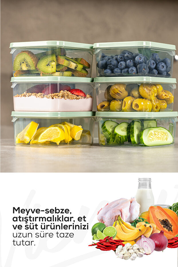 Lot de 6 Boîtes de Conservation 350 ml pour Réfrigérateur et Congélateur