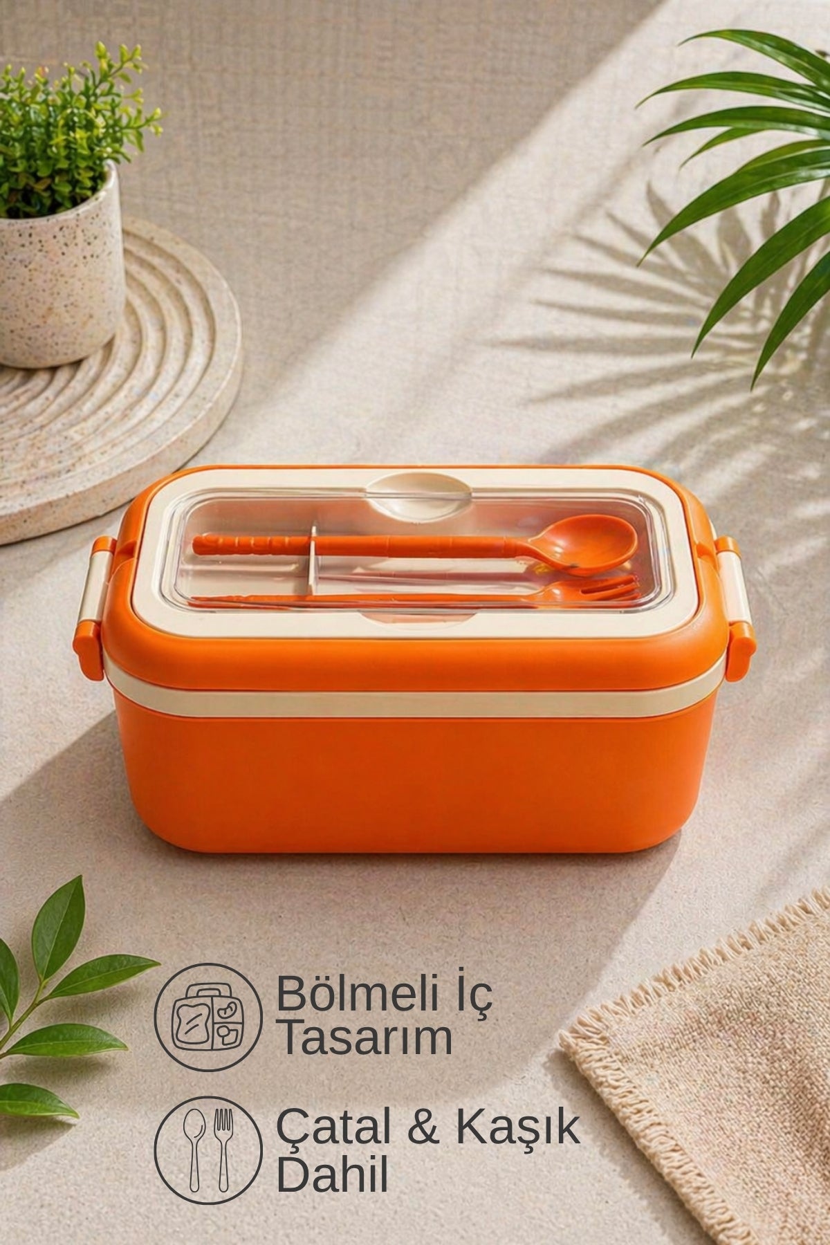 Lunch Box Compartimentée avec Cuillère et Fourchette – 3 Compartiments