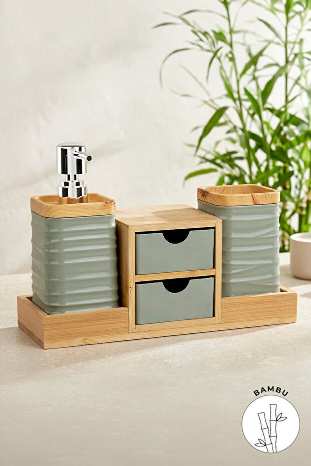 Organisateur de Salle de Bain avec Tiroir en Bambou