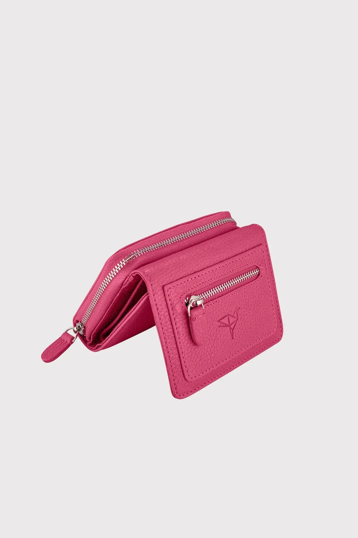Portefeuille Femme en Cuir Véritable Fuchsia – Moon