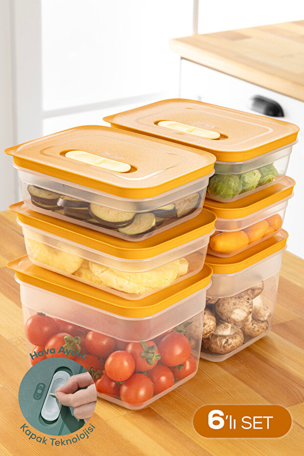 Lot de 6 Boîtes de Conservation pour Fruits et Légumes avec Aération