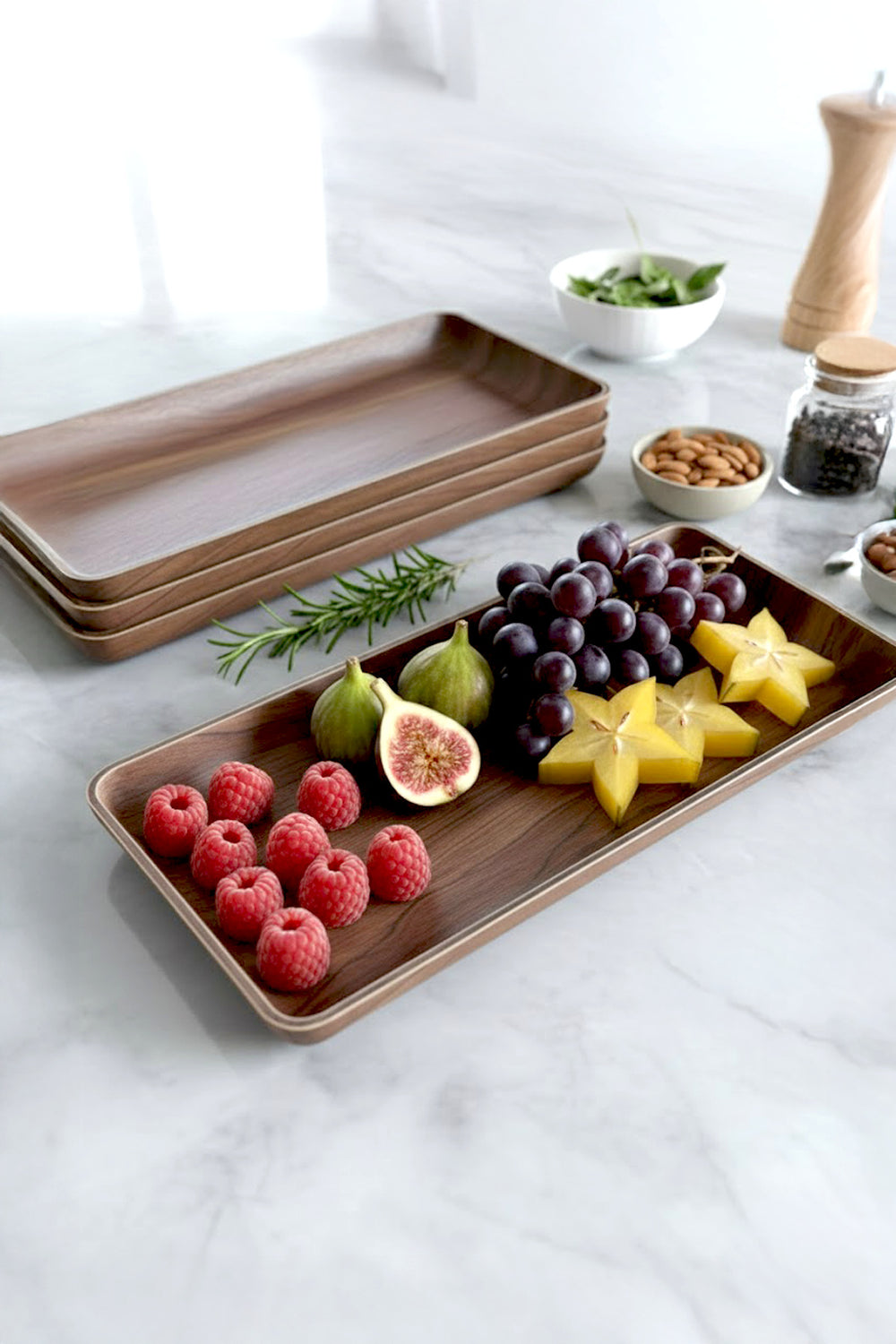 Plat de Présentation Rectangulaire Effet Bois 25 cm
