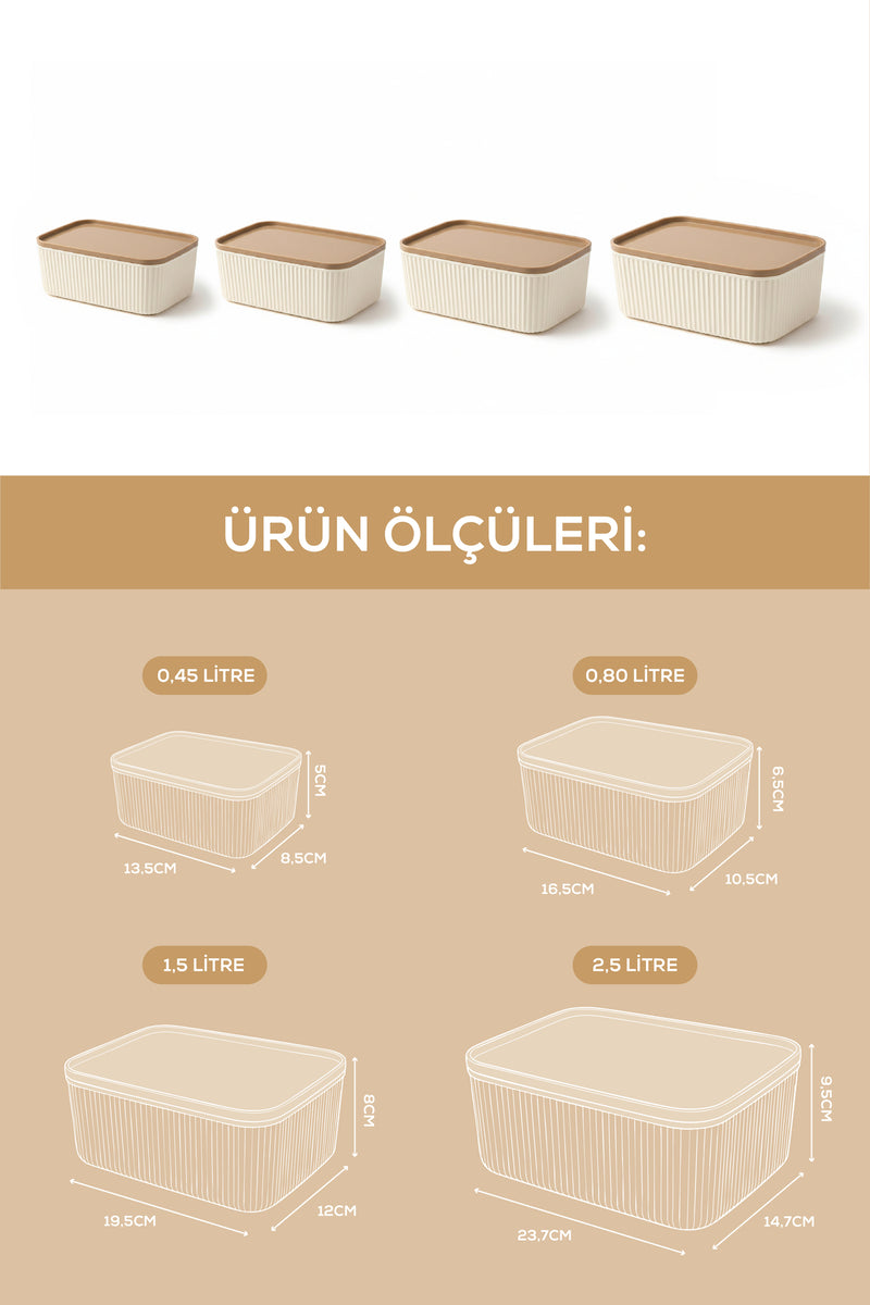 Set de 8 Boîtes de Conservation Élégantes avec Couvercle