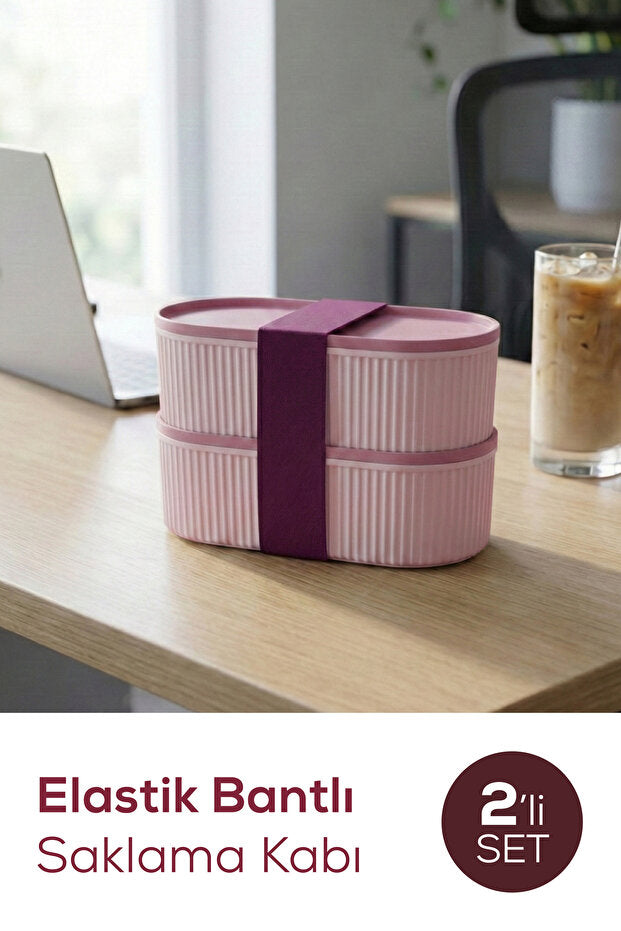 Lot de 2 Boîtes de Conservation Empilables avec Bande Élastique