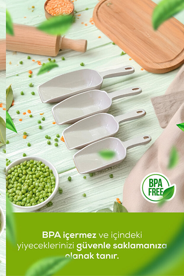 Lot de 4 Pelles Doseuses en Plastique pour Aliments