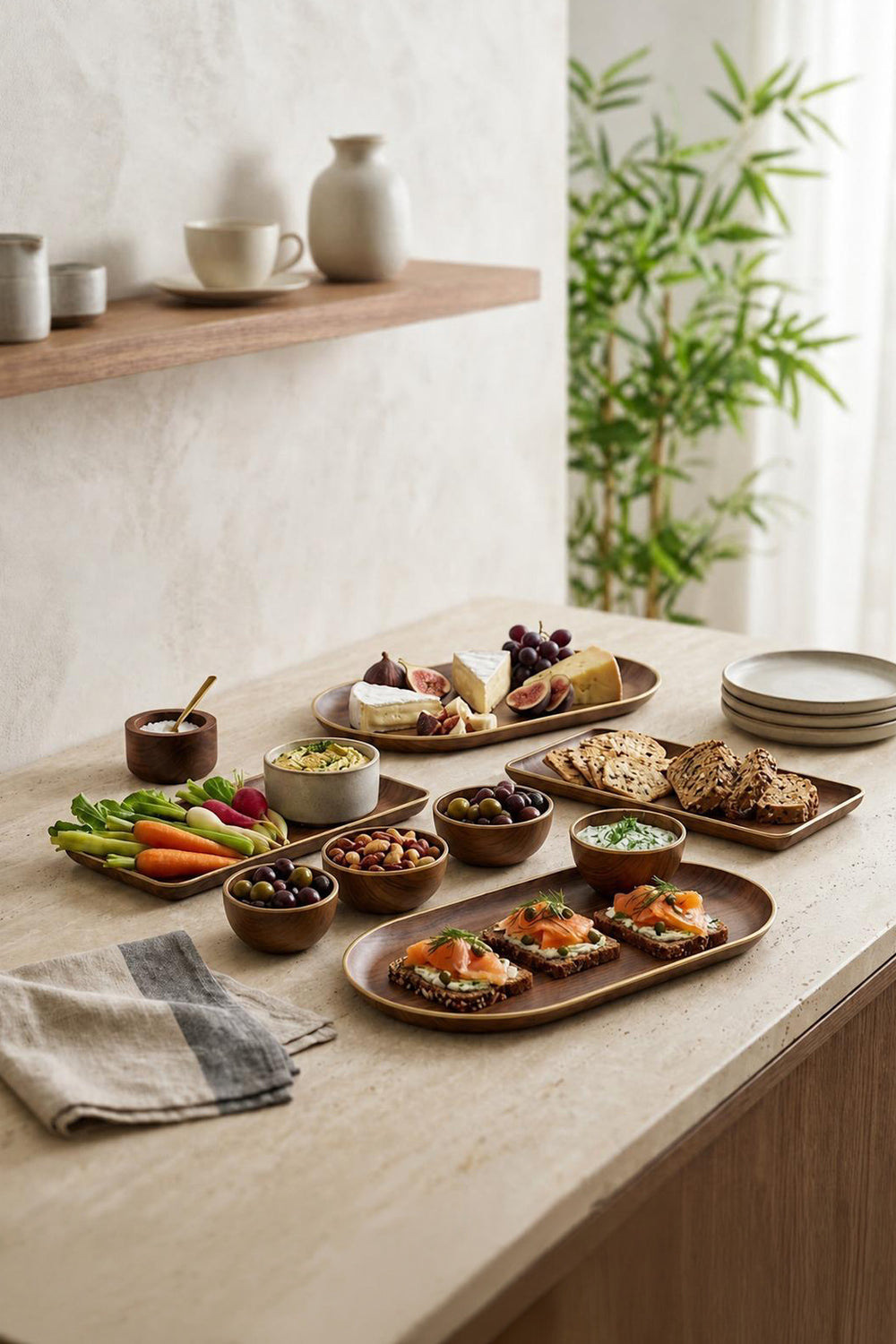 Set Petit-Déjeuner 8 Pièces Effet Bois
