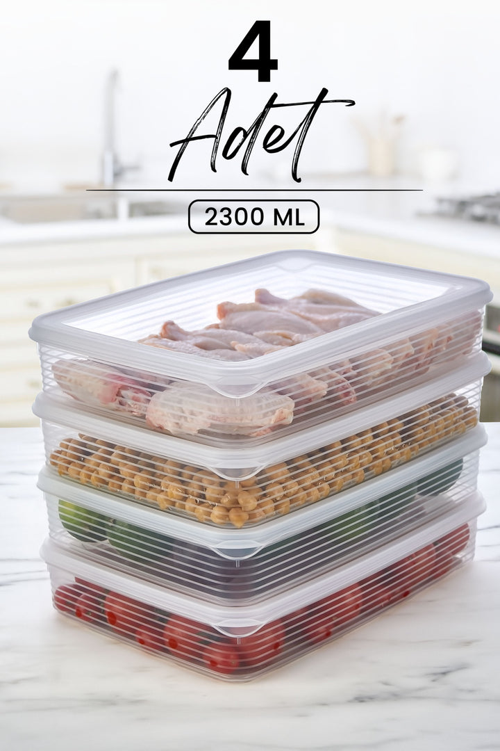 Boîtes de conservation réfrigérateur et micro-ondes 4 pièces 2300 ml – Organisateur pratique de cuisine