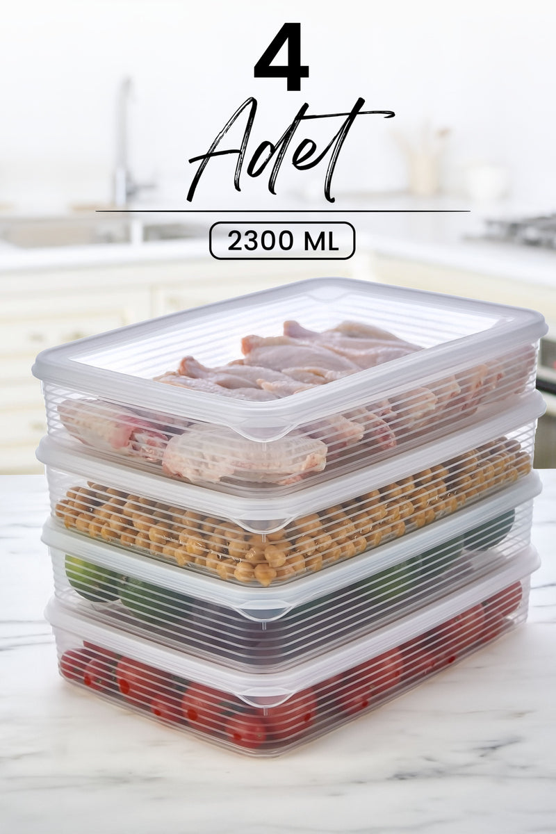 Boîtes de conservation réfrigérateur et micro-ondes 4 pièces 2300 ml – Organisateur pratique de cuisine