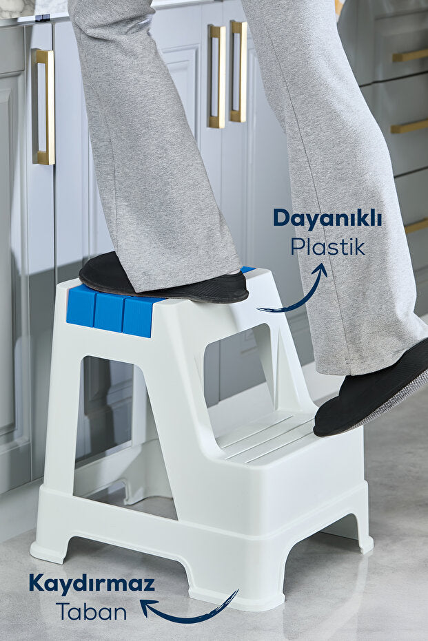 Tabouret Marchepied en Plastique Antidérapant à 2 Marches – Usage Domestique