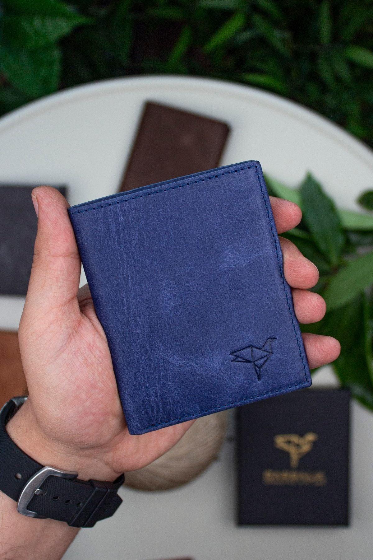 Porte-cartes en cuir véritable vintage marron – Utah - Justyol