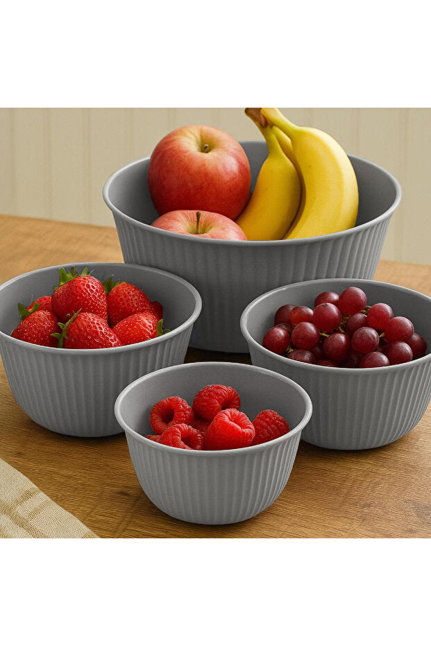 Set de 4 Bols de Cuisine Multifonctions avec Couvercles – 1 L, 2 L, 3 L et 5 L