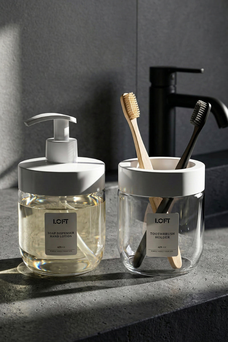 Set de Salle de Bain en Verre 2 Pièces 425 ml