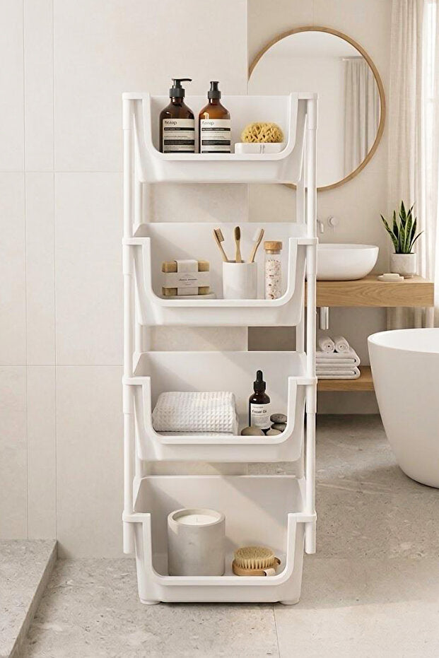 Étagère de Rangement 4 Niveaux Multifonction