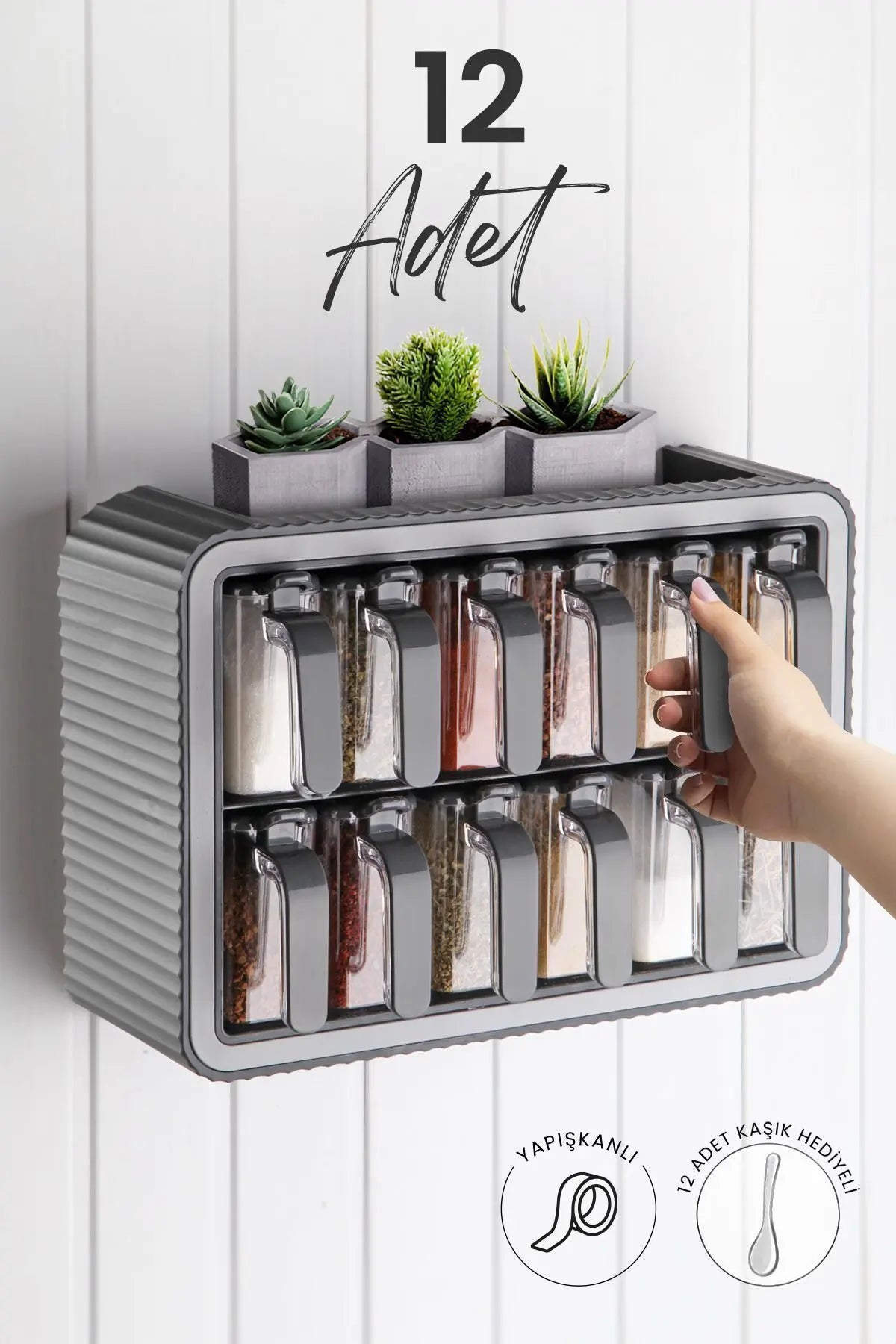 Set de 12 pots à épices avec support et cuillère