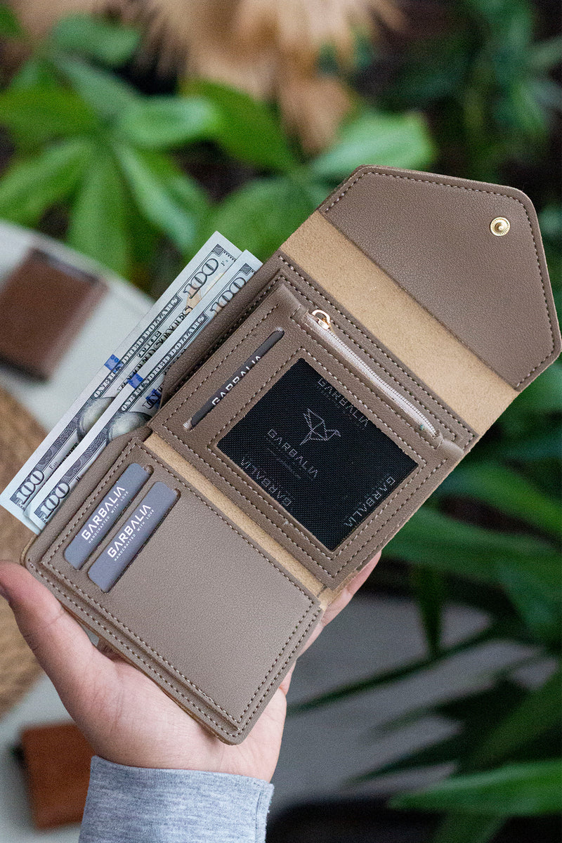 Portefeuille Femme Mini Violet Prune en Cuir Vegan avec Porte-Monnaie et Multi-Compartiments Cartes