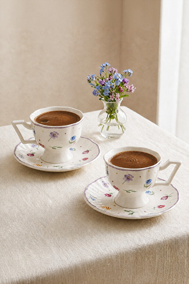 Service à Café en Porcelaine 4 Pièces pour 2 Personnes – 100 ml