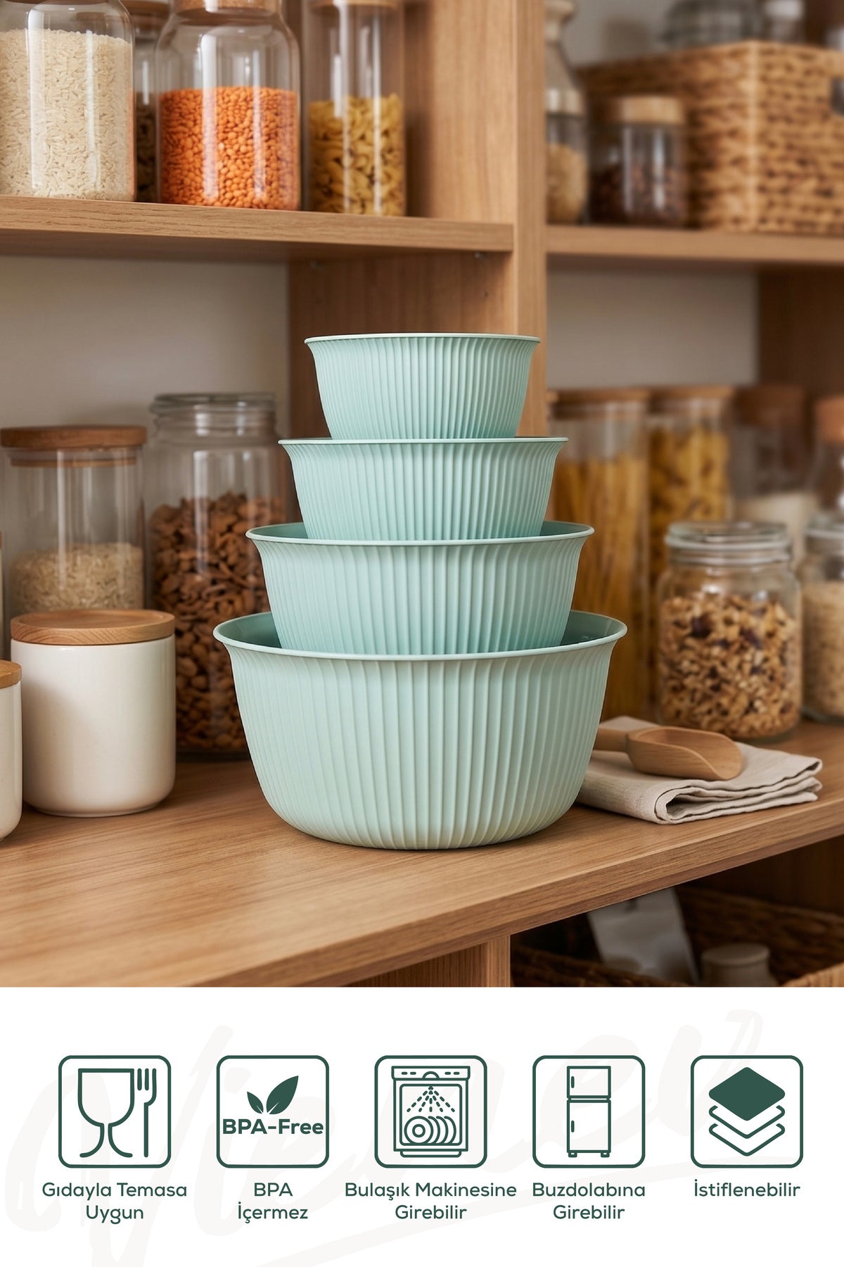 Set de 4 Bols de Cuisine Multifonctions avec Couvercles – 1 L, 2 L, 3 L et 5 L