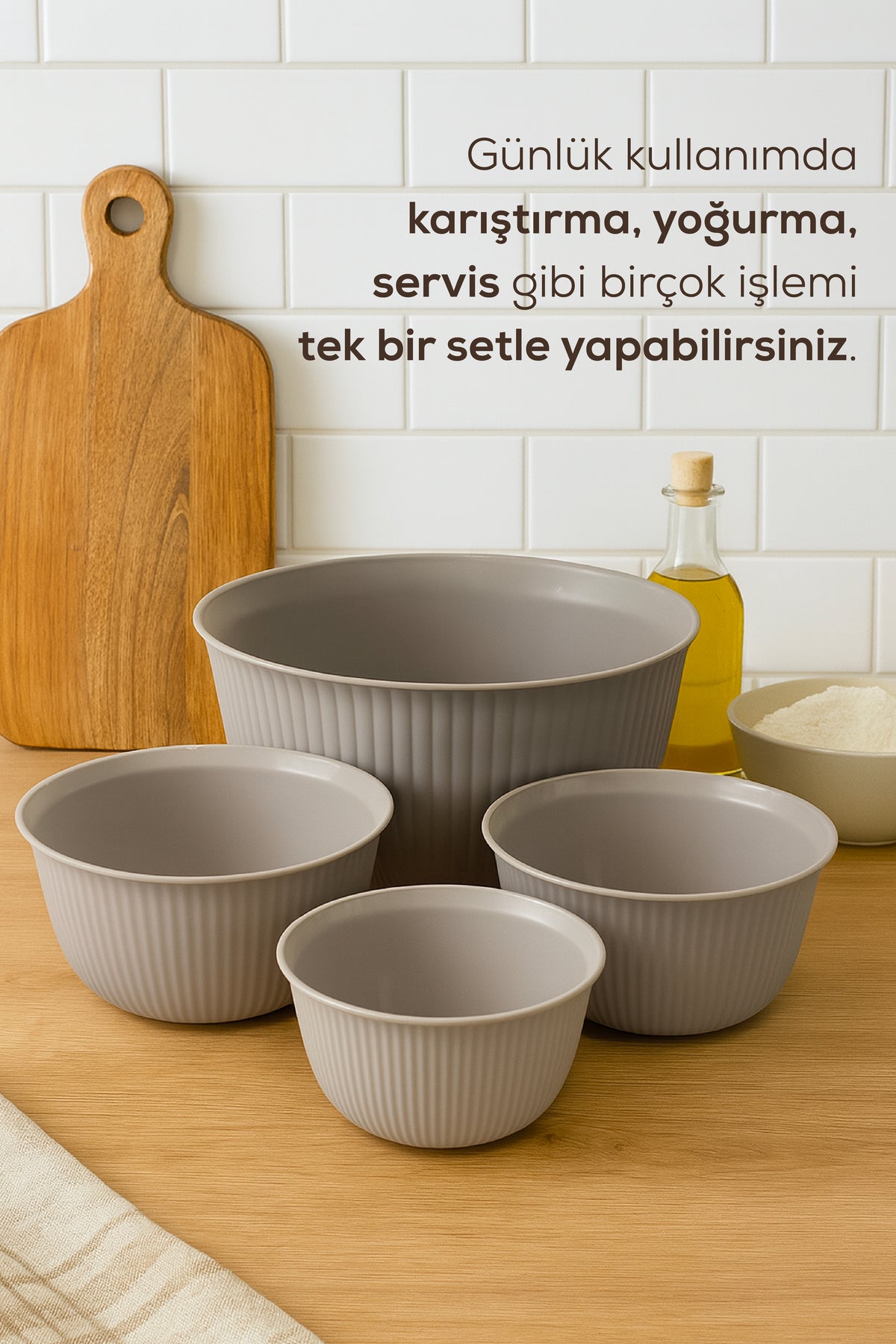 Set de 4 Bols de Cuisine Multifonctions avec Couvercles – 1 L, 2 L, 3 L et 5 L