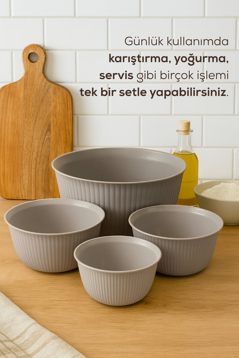 Set de 4 Bols de Cuisine Multifonctions avec Couvercles – 1 L, 2 L, 3 L et 5 L