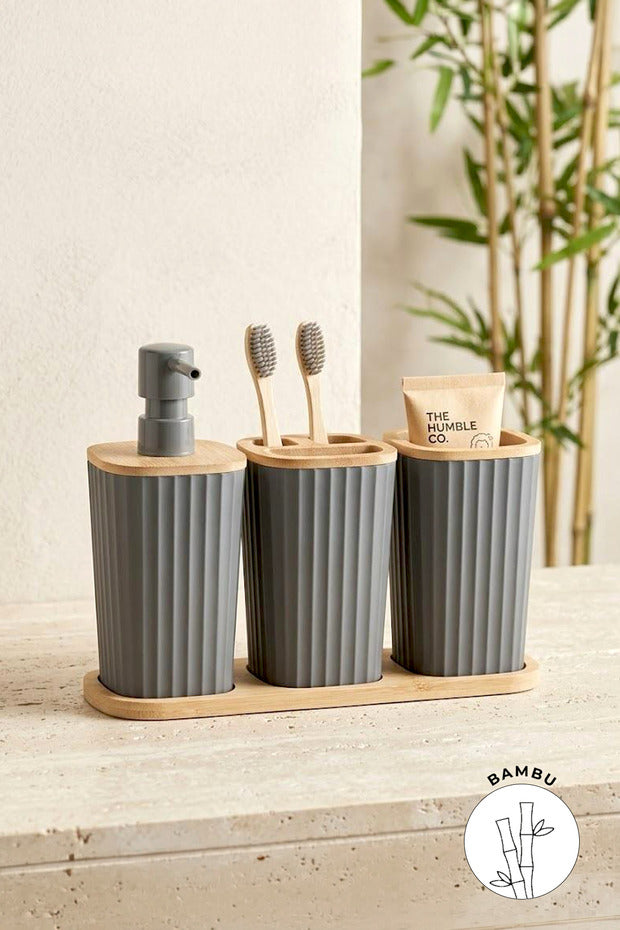 Set Organisateur 3 Bols avec Support en Bambou