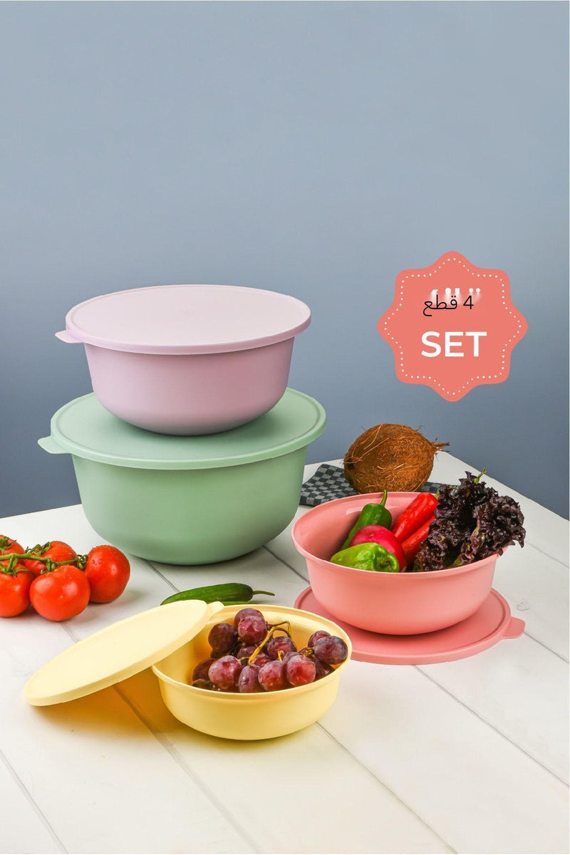 Set de 4 bols ronds avec couvercles colorés Tupy – Boîtes alimentaires empilables sans BPA