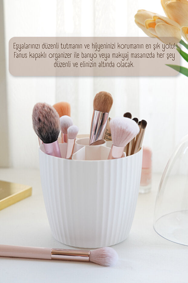 Lot de 2 Organisateurs de Maquillage 7 Compartiments avec Couvercle