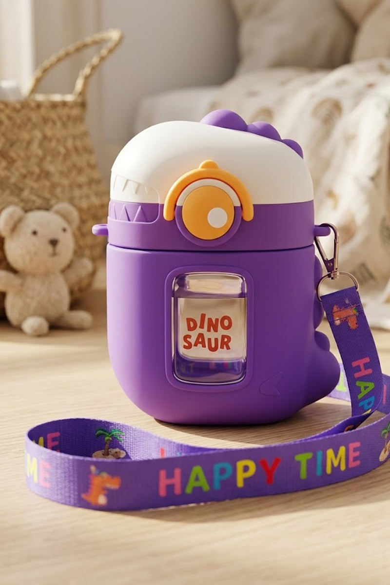 Gourde Enfant 500 ml Dinosaure avec Paille et Housse Silicone