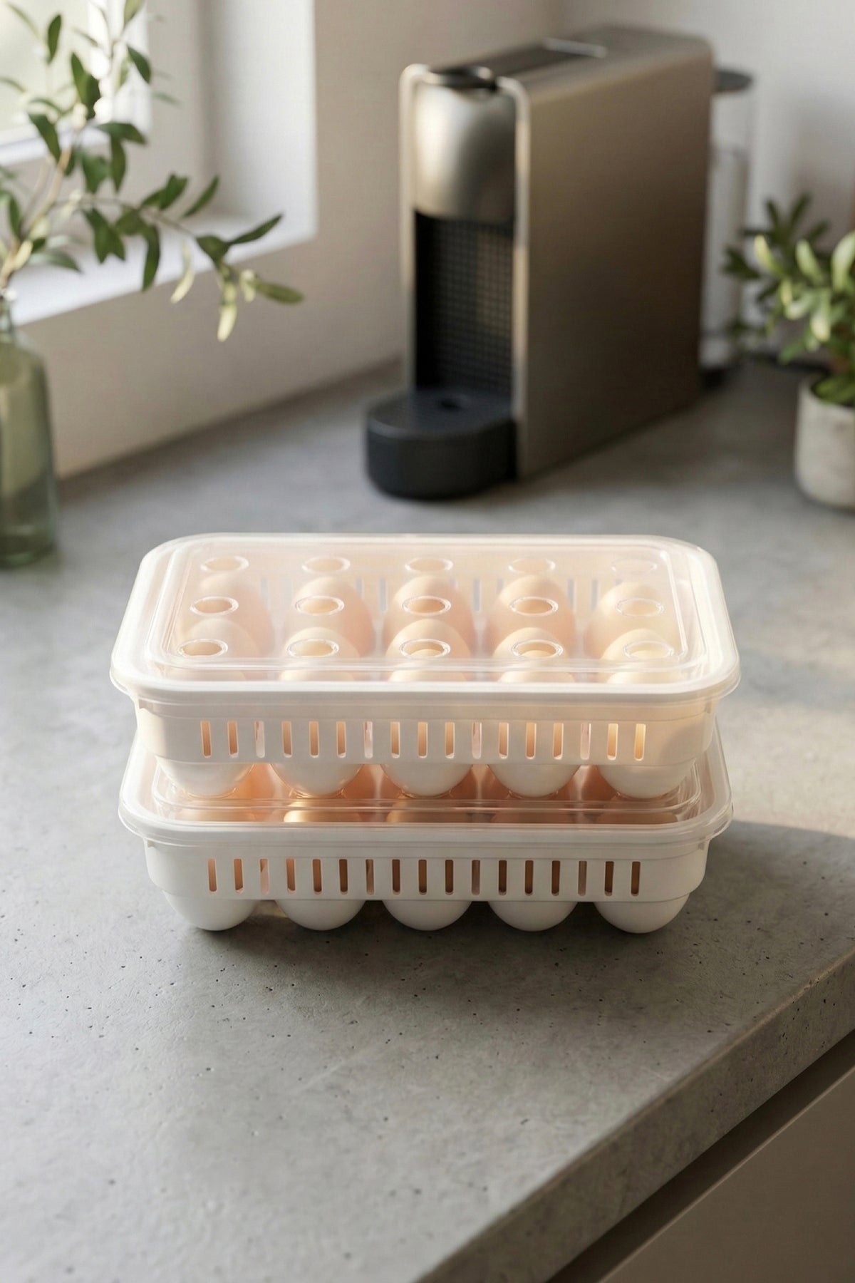 Lot de 2 boîtes de rangement pour 30 œufs avec couvercle transparent