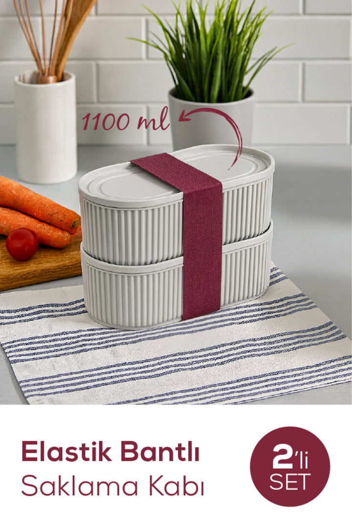 Lot de 2 Boîtes de Conservation Empilables avec Bande Élastique
